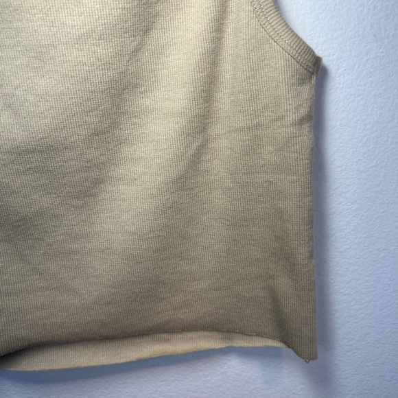 RVCA Haru Slide Graphic Tank Top Tan Ribbed Stretch Cropped NEW Women's Sz Large - Picture 11 of 13